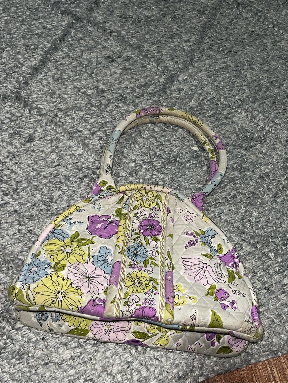 Vera Bradley Quilted Floral Mini Bag - Cream, Purple & Green
